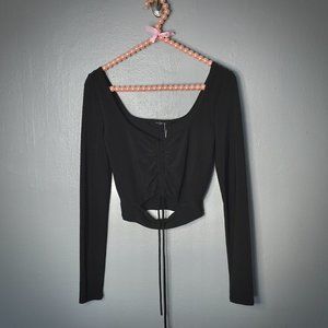 NWT 21 Saints Ruched Crop Top - Black - Small